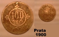 Moeda 100 reis prata 